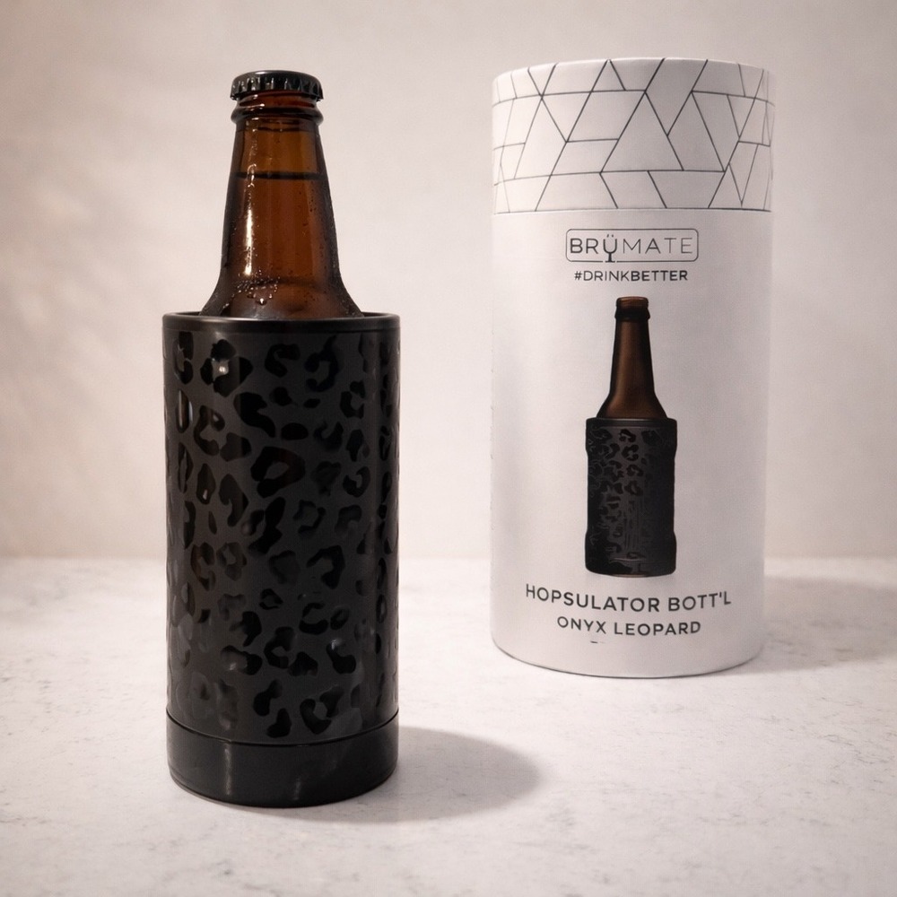 BRUMATE Hopsulator Bott'l Holder for Glass Bottles- Onyx Leopard Thermal Cooler‎
